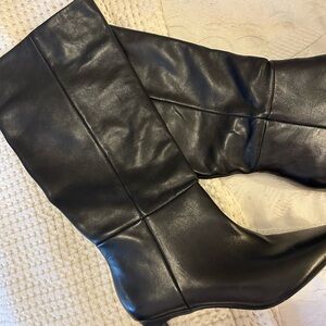 Classic Black Leather Knee-High Boots